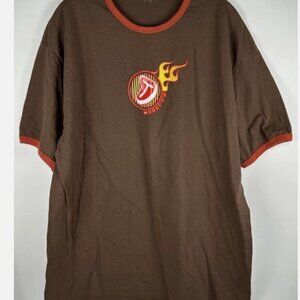 Vintage Hanes Beefy T Bone Steak Brown Ringer T Shirt Mens 2X XXL Flame Promo